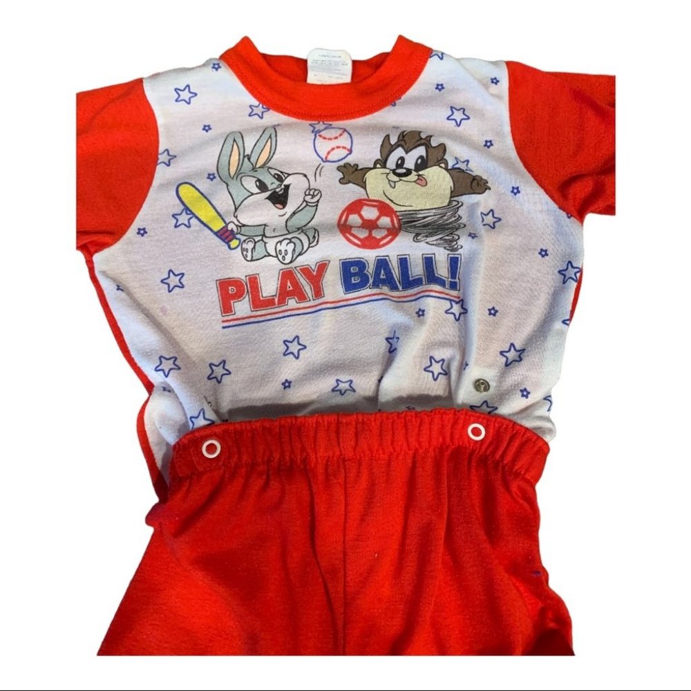 Vintage Baby Looney Toons Snap Pajamas PJs 3T 4t